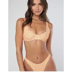 Kulani Kinis Bikini Swimsuit Underwire Orange Ditzy Flower Size Small